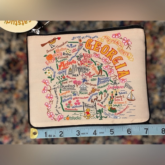 NEW Catstudio Georgia “Eat a Peach” Woven Zip Pouch 5x7 Atlanta Okefenokee - Picture 8 of 11